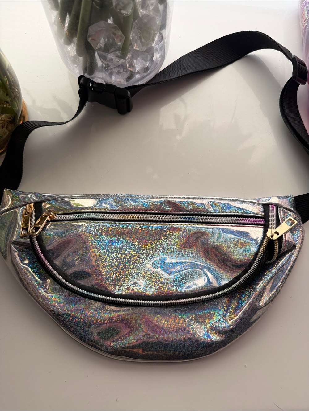 Holographic Sparkle Fanny Bag - Silver